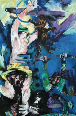 Die Aussteiger, 1986, Öl auf Lwd., 300 x 200 cm
